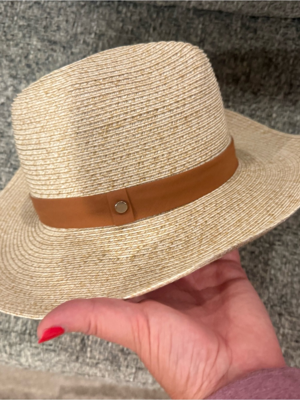 Nordstrom Beige Straw Fedora with Tan Band